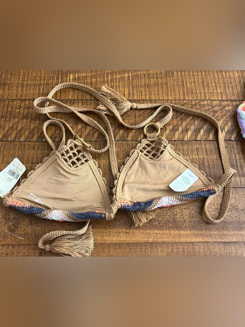 NWT Aerie Crochet String Triangle Bikini Top Stripe - Size XS - Picture 4 of 5